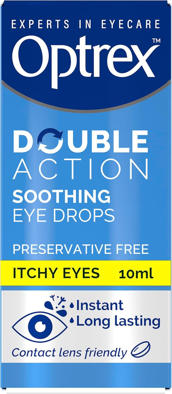 Itchy Eyes, Double Action Soothing Eye Drops, 10Ml, Soothes & Protects, Cools and Relieves, Gets to Work Instantly, on the Go Relief