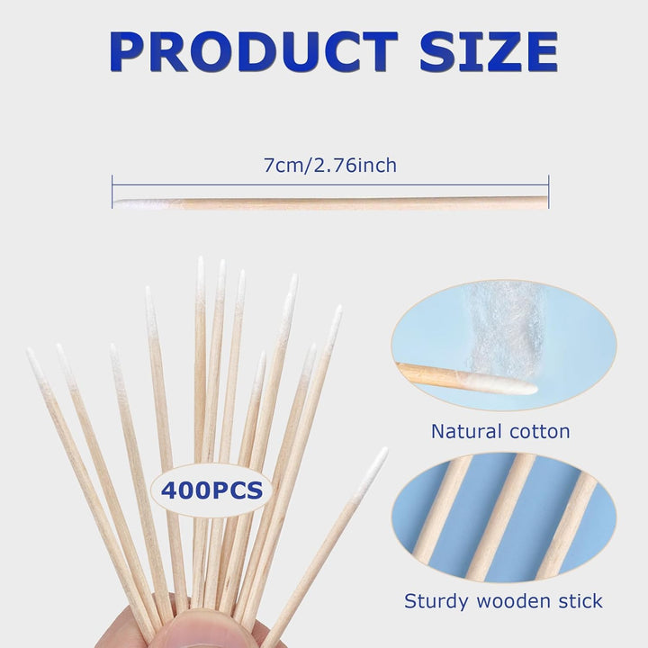 400 Pcs Cotton Swab,Cotton Buds,Cotton Tipped Applicator,Cotton Swabs Wood Sticks for Eyebrow Tattoo Beauty Make-Up Color Nail Seam Dedicated Dirty Picking Sticks,Nail Seam Dedicated Dirty Picking