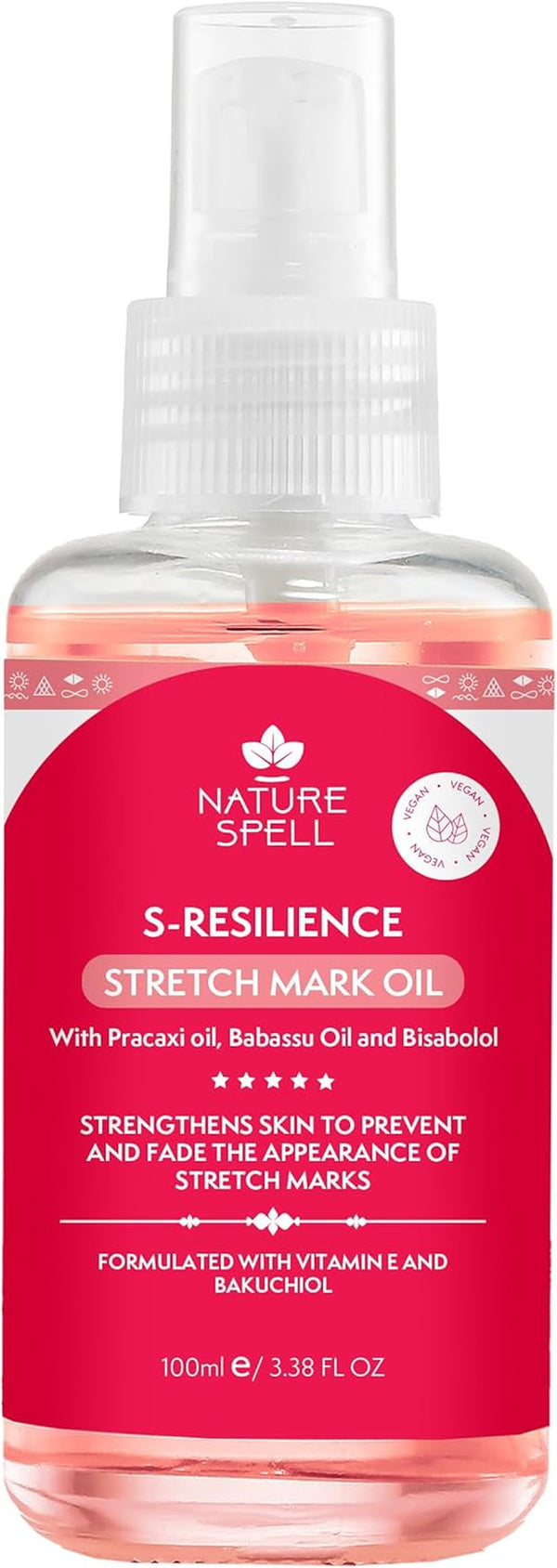 Stretch Mark Body Oil, Strengthens Skin Elasticity & Helps with the Appearance of Stretch Marks and Scars, Infused with Vitamin E, Vegan, 100Ml