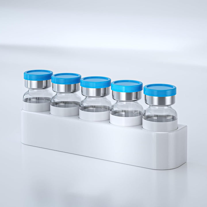 Fridge Holder Tray for 10Ml Glass Peptide Vials or Storage Case 5/7 Slot Heavy Duty Peptide Insulin Vial Protector Wall Mount White with 3M Stickers (10Ml Vial)