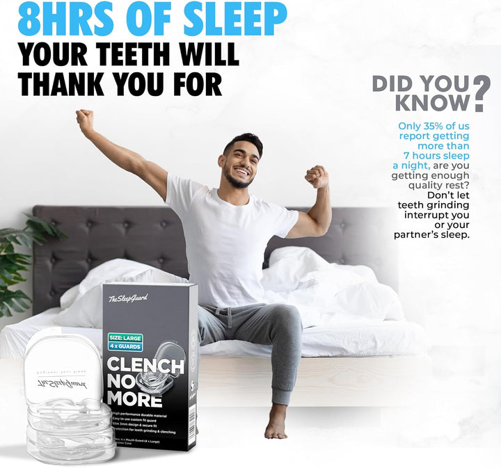 Mouth Guard for Clenching Teeth at Night [Pack of 4, Large Size - Men] – Custom Night Guards for Teeth Grinding – Nighttime Protection during Sleep for Adults