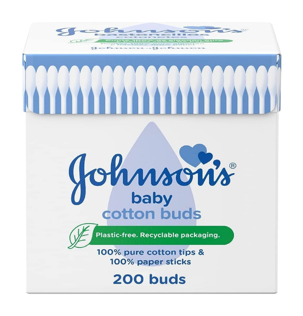 Cotton Buds | 100% Pure Cotton & Paper Sticks | Soft & Gentle for Delicate Skin | 200 Count (Plastic-Free, Ideal for Eyes & Outer Ear)
