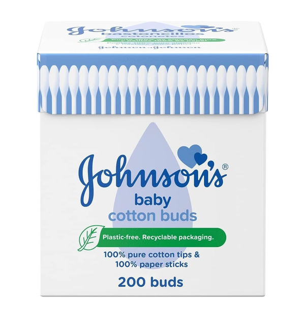 Cotton Buds, Soft & Gentle, 200 Pack (100% Pure Cotton, Paper Sticks, Plastic-Free, Safe for Delicate Skin)