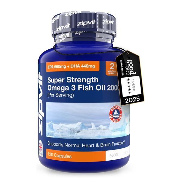 Omega 3 Fish Oil 2000mg, EPA & DHA Support, Heart & Brain Health, 120 Softgels (2 Months Supply)