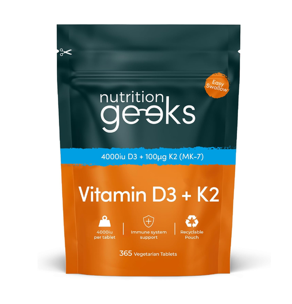 Vitamin D3 4000IU & K2 MK7 100µg, High Strength Formula, 365 Tablets (1 Year Supply, UK Made)