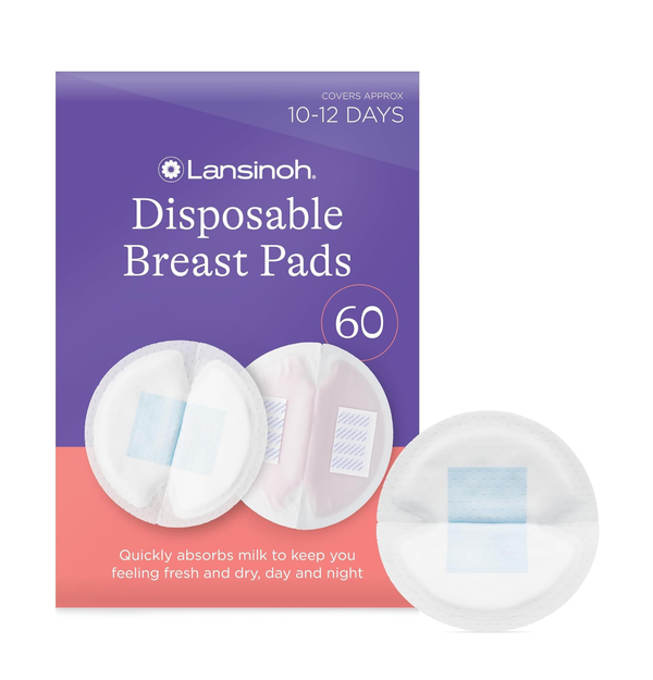 Disposable Breast Pads | Ultra-Thin & Absorbent with Bluelock™ Core | Leak-Proof Protection | 60 Pack (Individually Wrapped, Breastfeeding Essential)